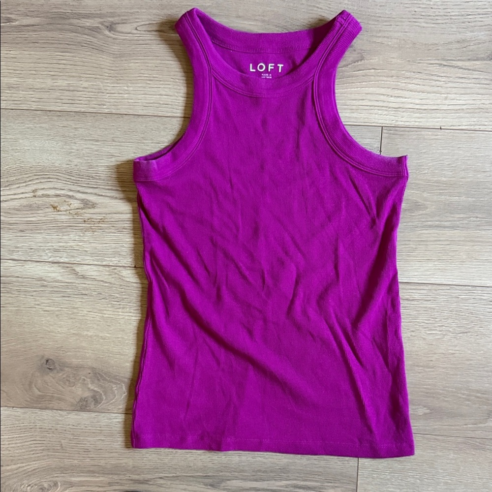 LOFT Fuchsia Ribbed Racerback Tank